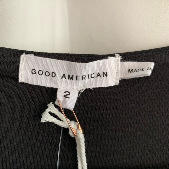 NWT Good American Asymmetrical Neck Dress Black Size 2 - Picture 7 of 8